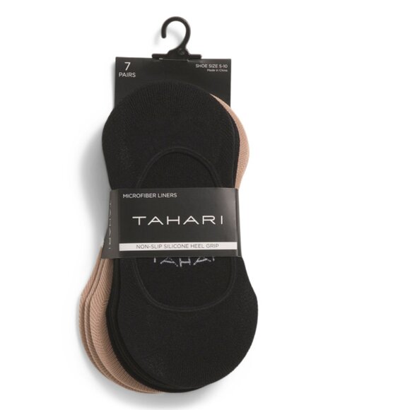TAHARI Black/Nude 7pk Micro Shoe Liners - Picture 1 of 1